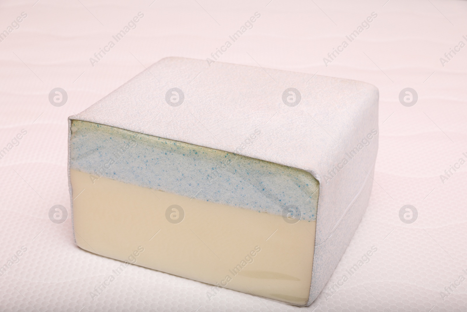 Image of Sample of modern orthopedic mattress on textile