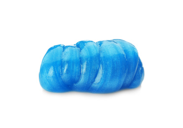 Photo of Blue slime isolated on white. Antistress toy