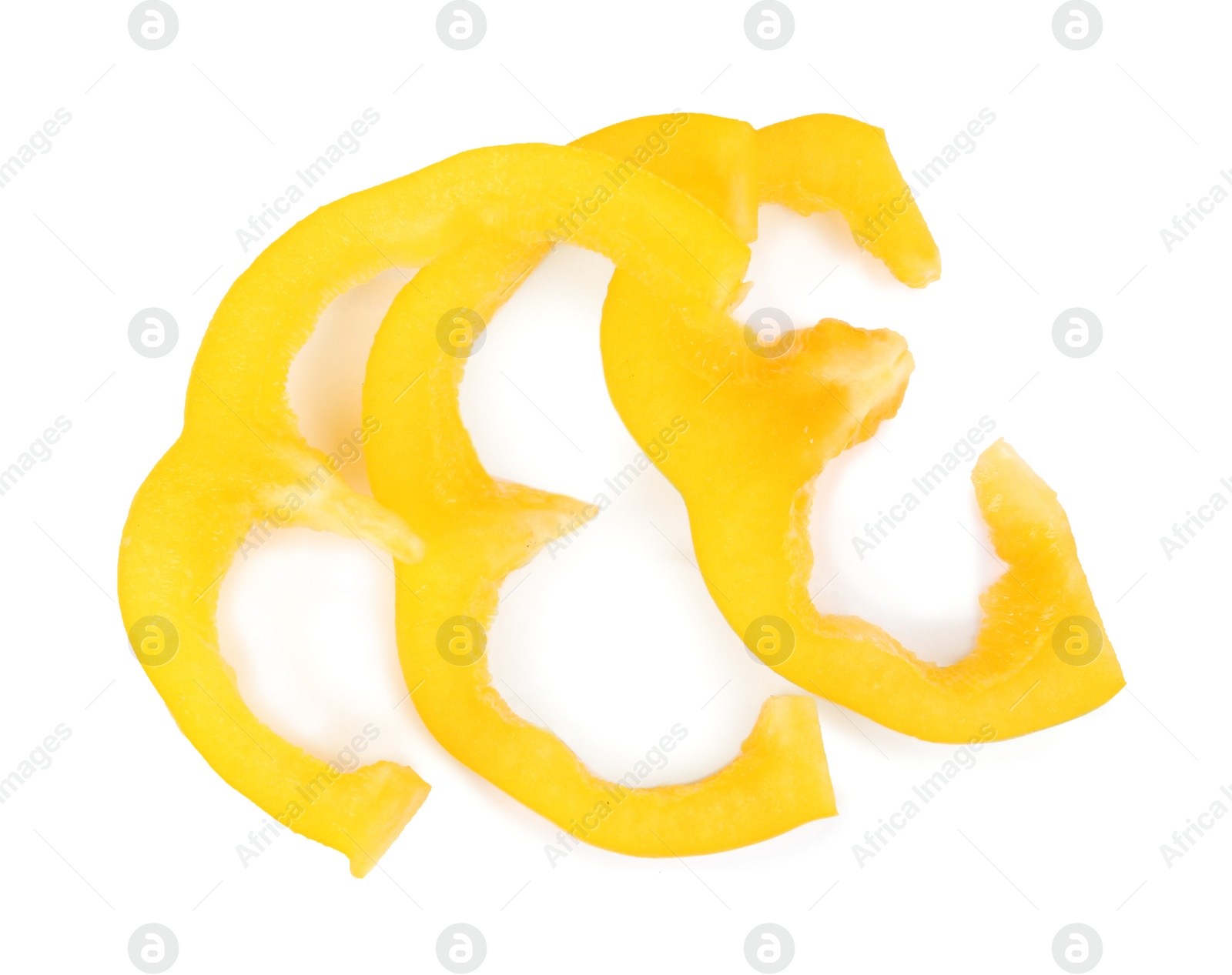 Photo of Cut yellow bell pepper isolated on white