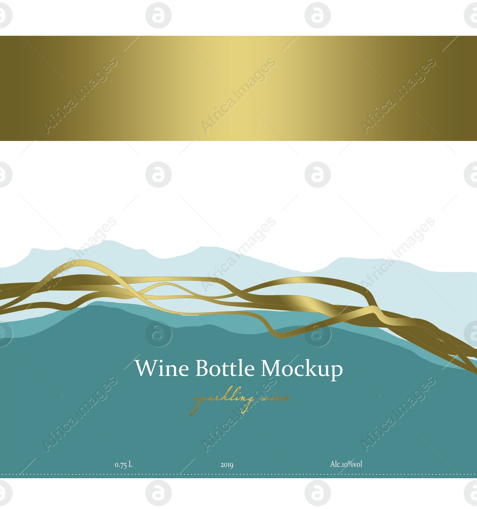 Illustration of Beautiful wine bottle label, illustration. Mockup for design