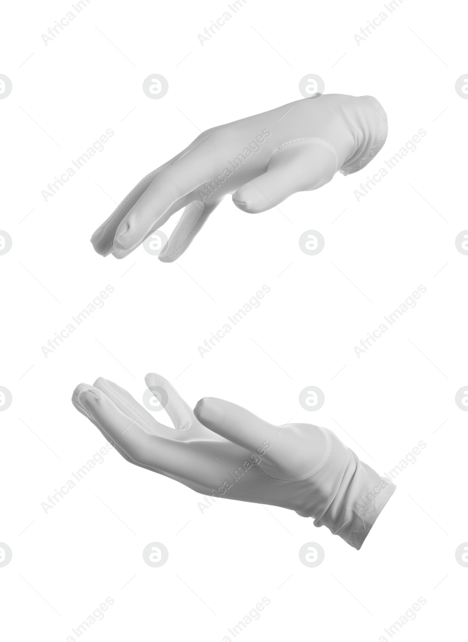 Photo of Magician holding something on white background, closeup