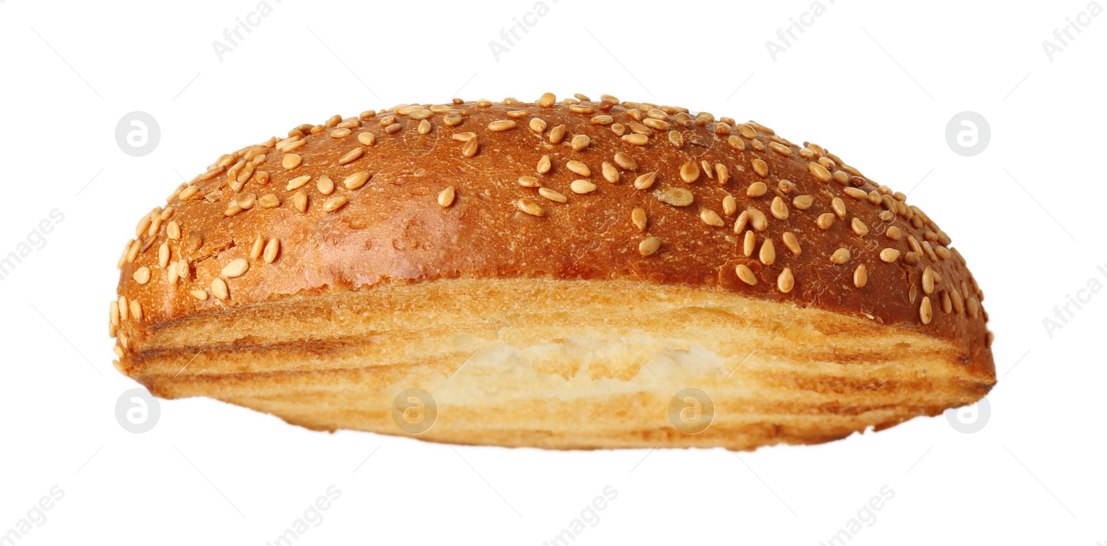 Photo of Half of grilled burger bun isolated on white