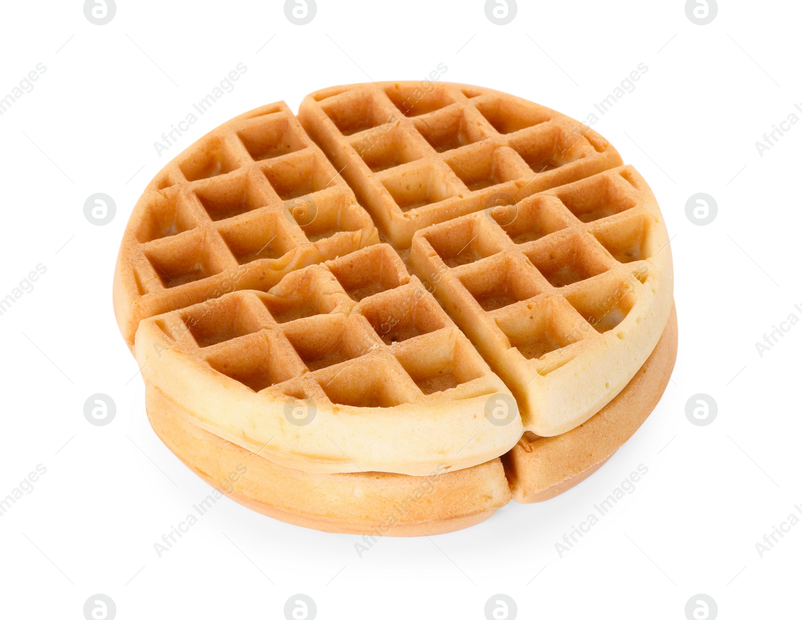 Photo of Two tasty Belgian waffles isolated on white