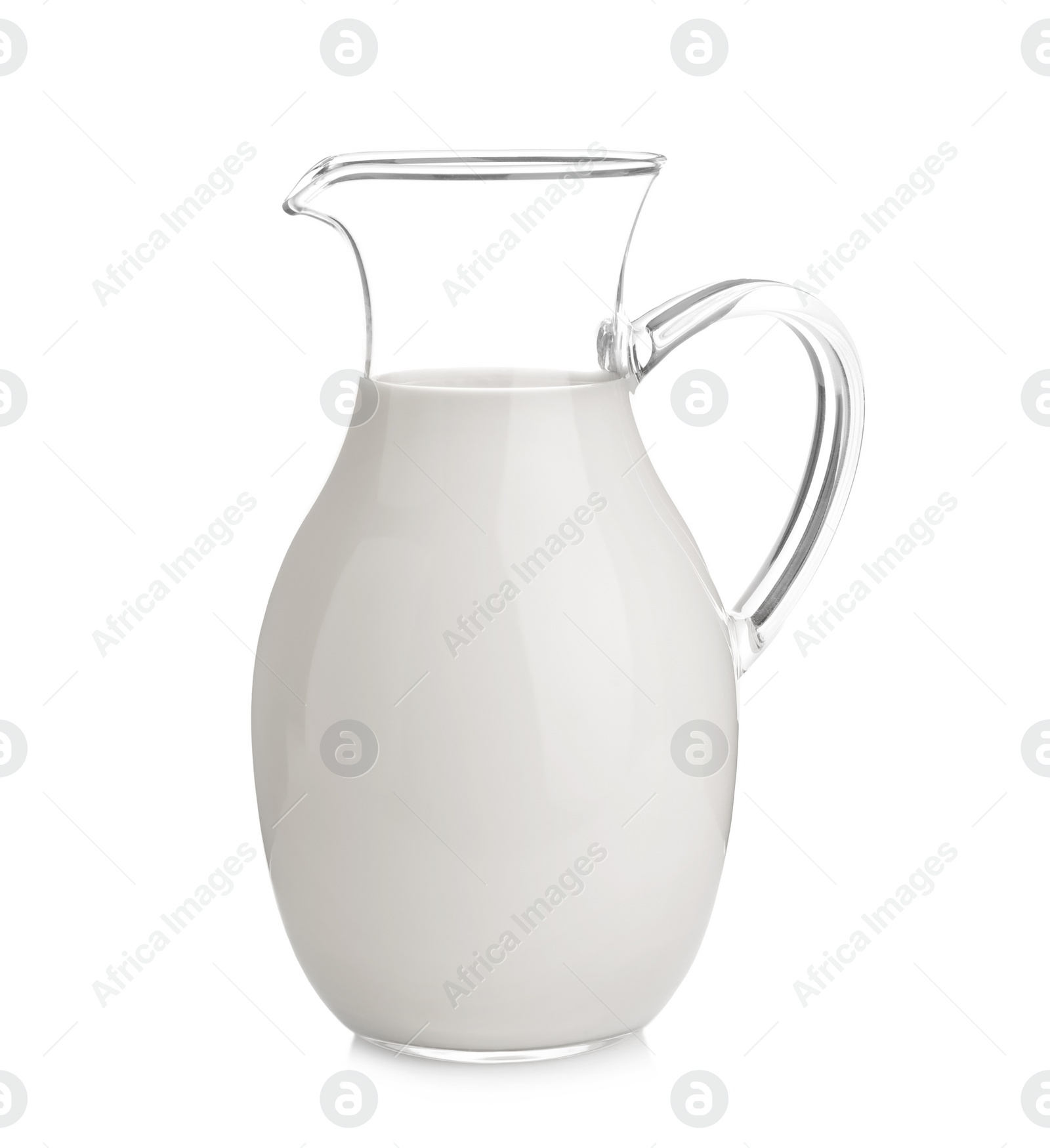 Photo of Jug of fresh milk isolated on white