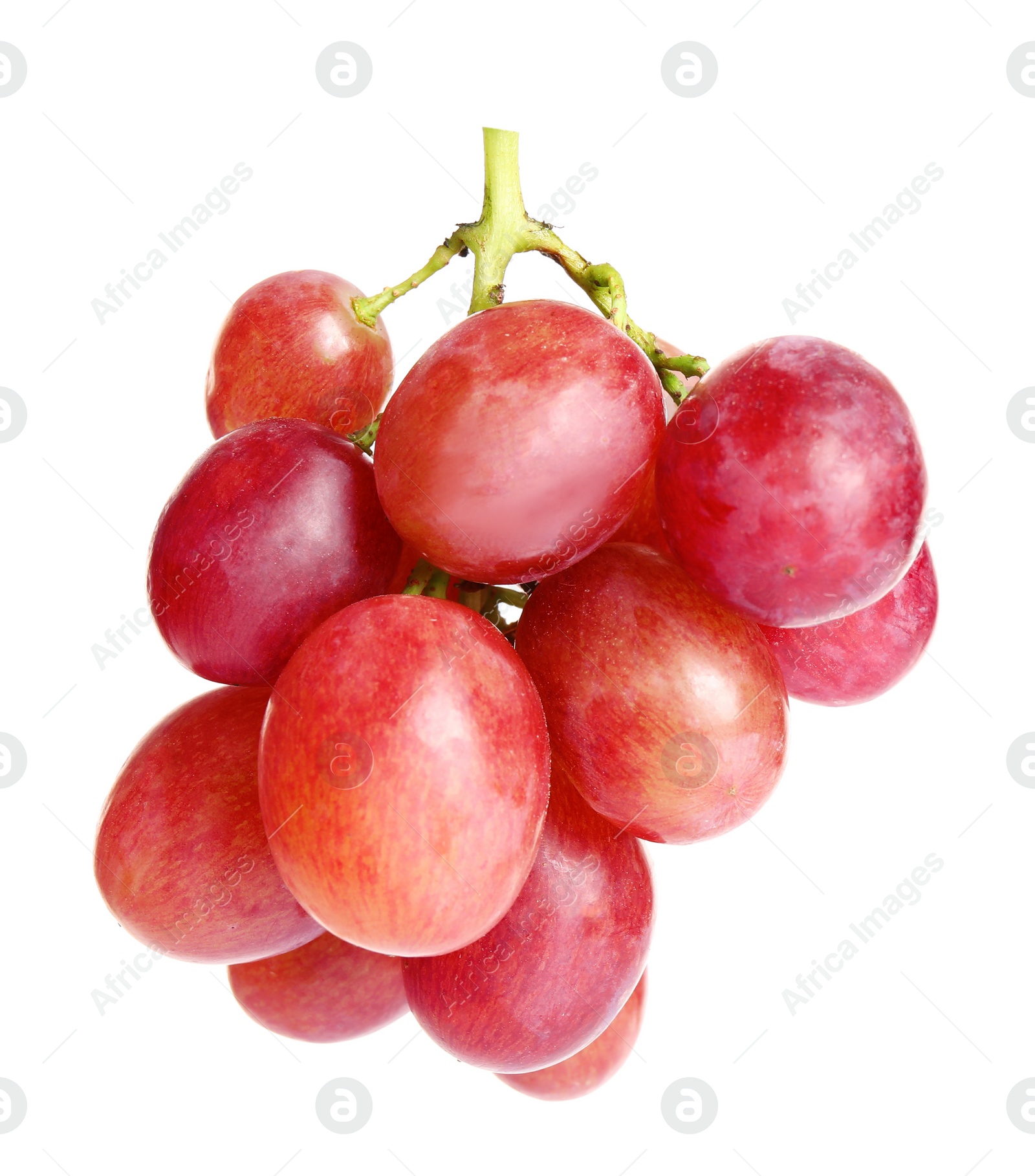 Photo of Fresh ripe juicy pink grapes isolated on white