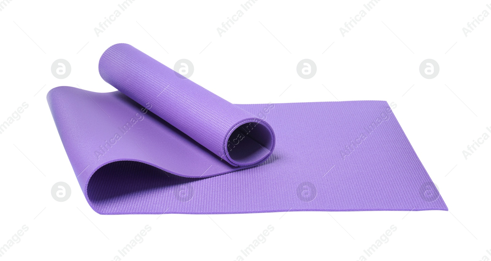 Photo of Bright violet camping mat isolated on white