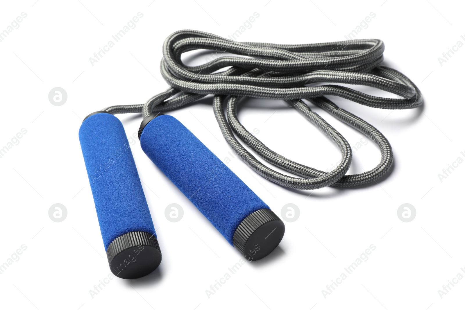 Photo of Jump rope on white background. Sports equipment