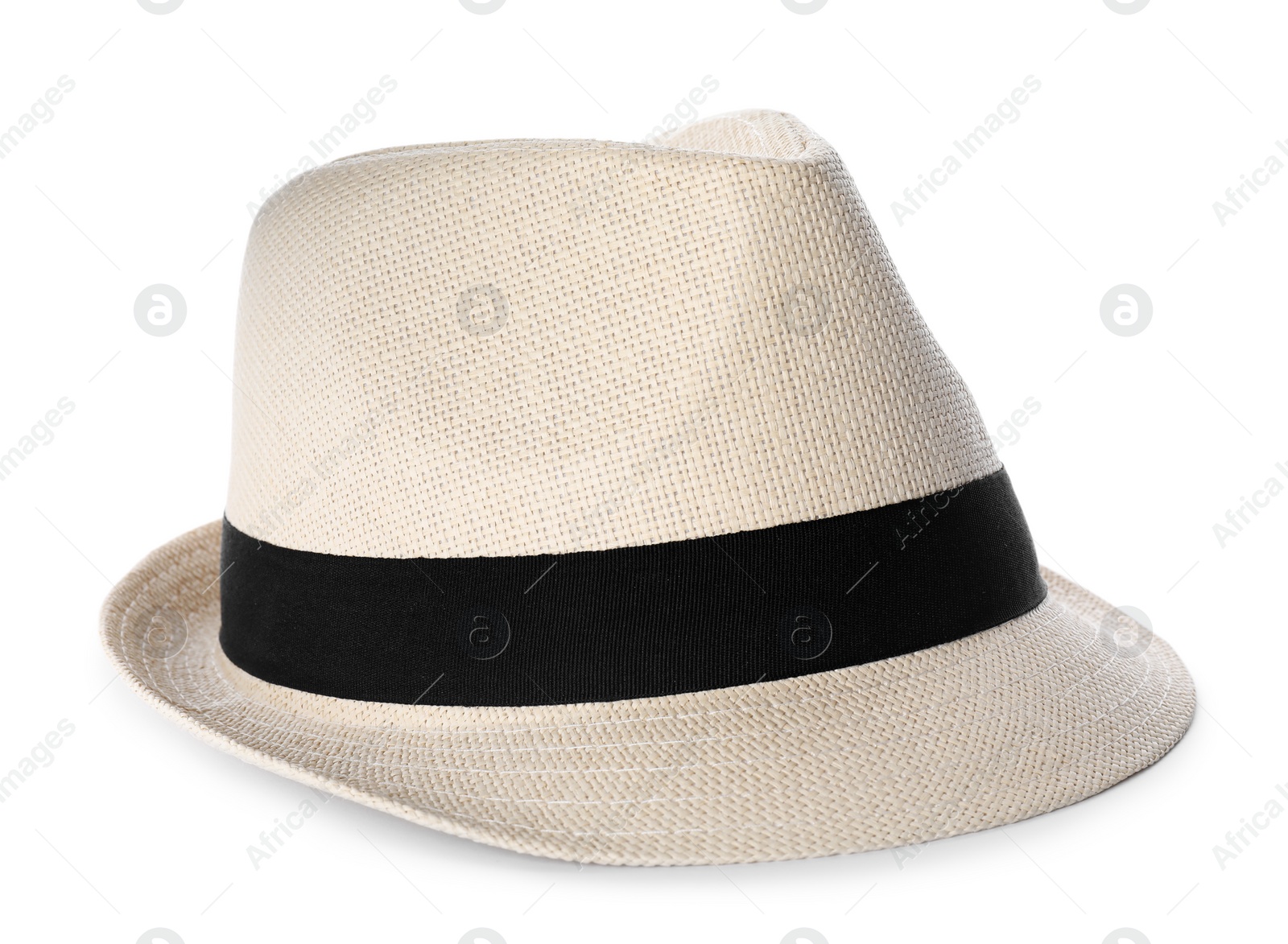 Photo of Stylish hat isolated on white. Beach accessory