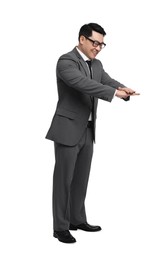 Photo of Businessman in suit posing on white background