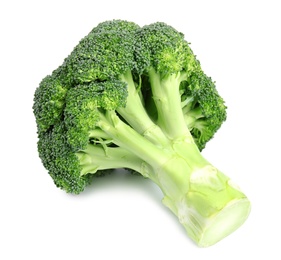 Photo of Fresh green broccoli on white background. Organic food