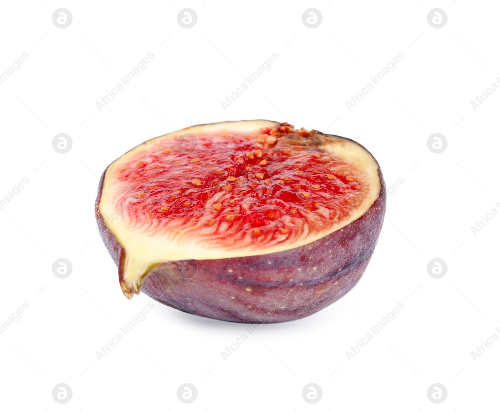 Photo of Half of fresh fig fruit on white background