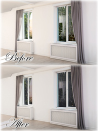 Image of Empty room with windows before and after tinting