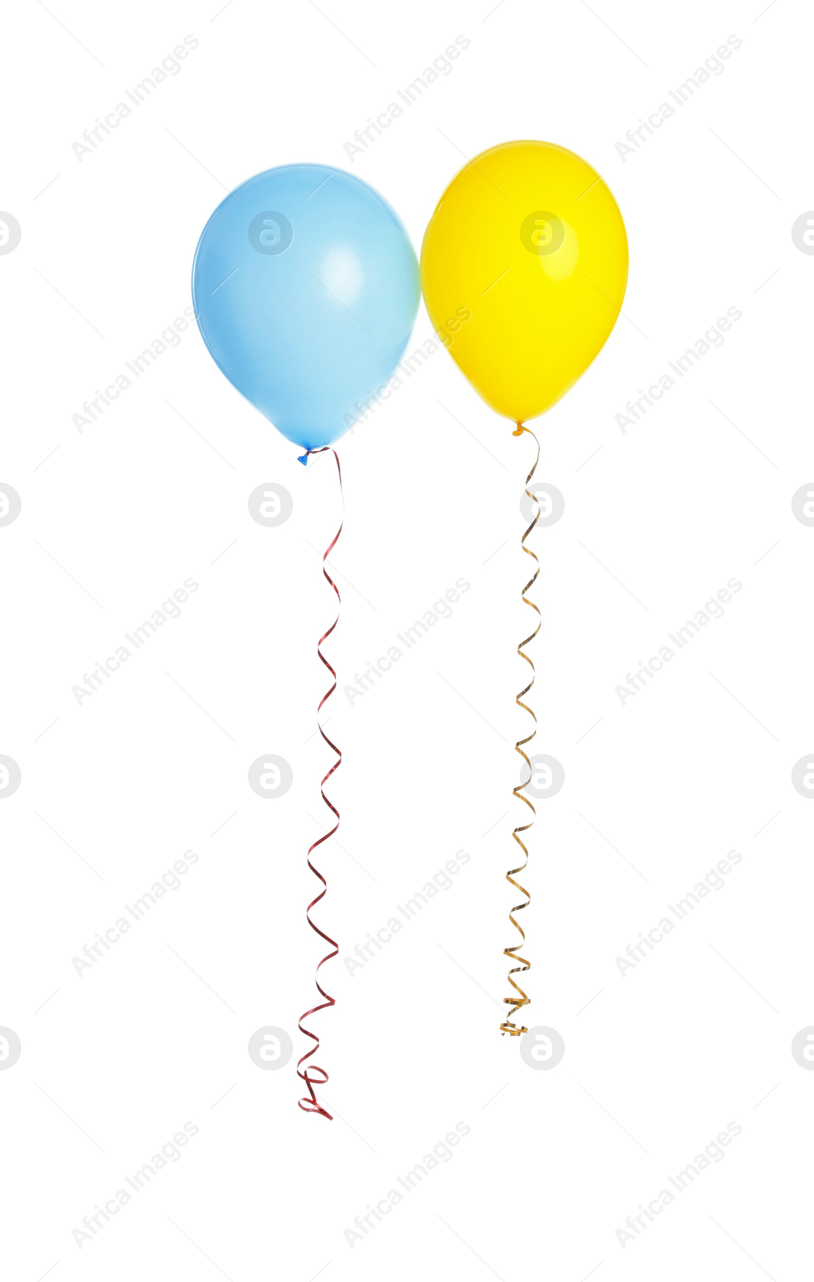 Photo of Colorful balloons on white background. Party time