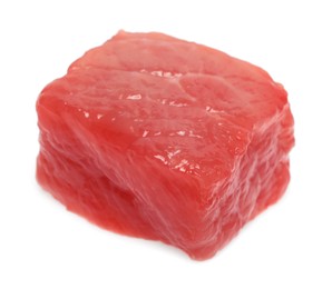 One piece of raw beef isolated on white