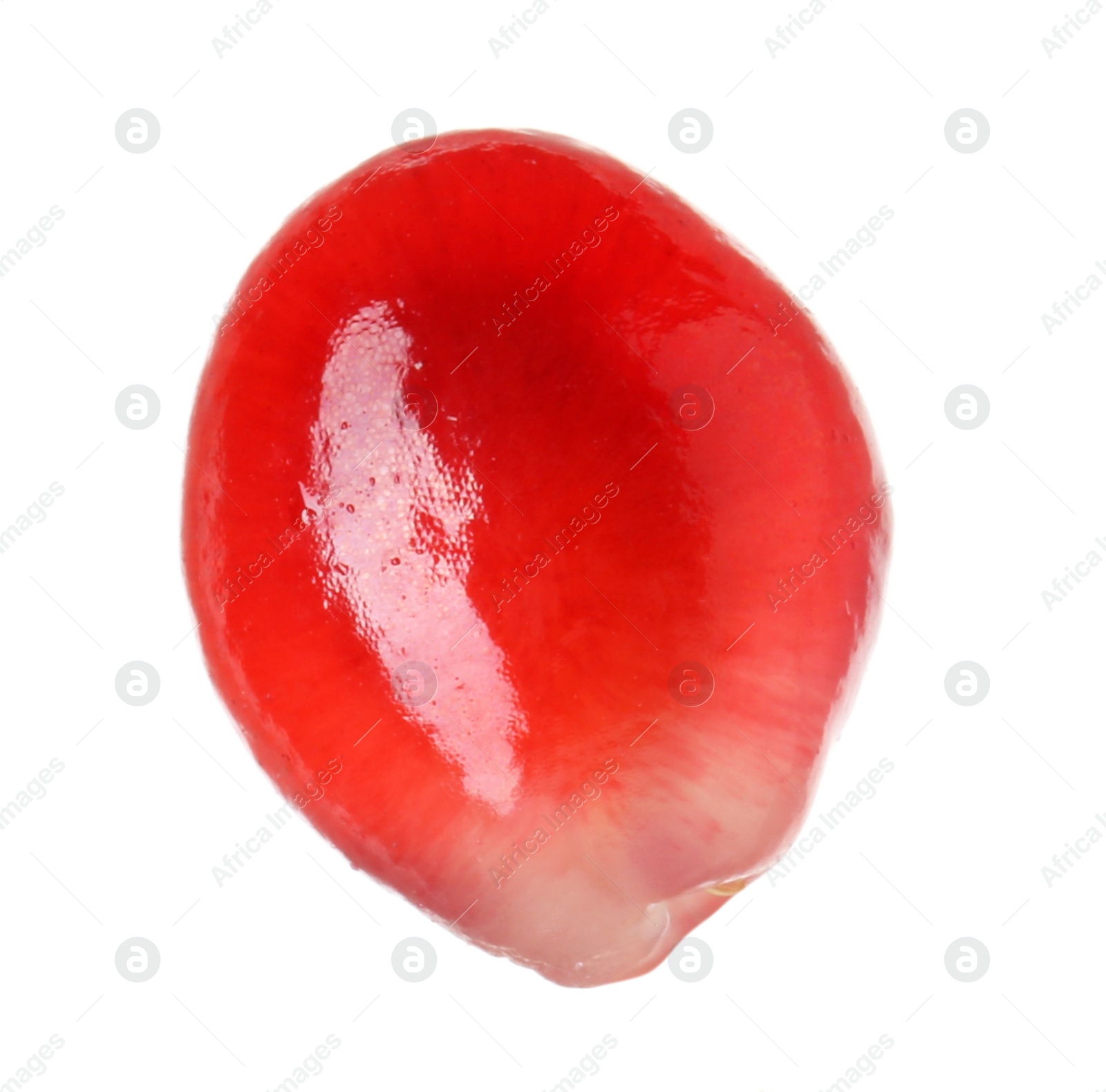 Photo of One ripe pomegranate grain isolated on white