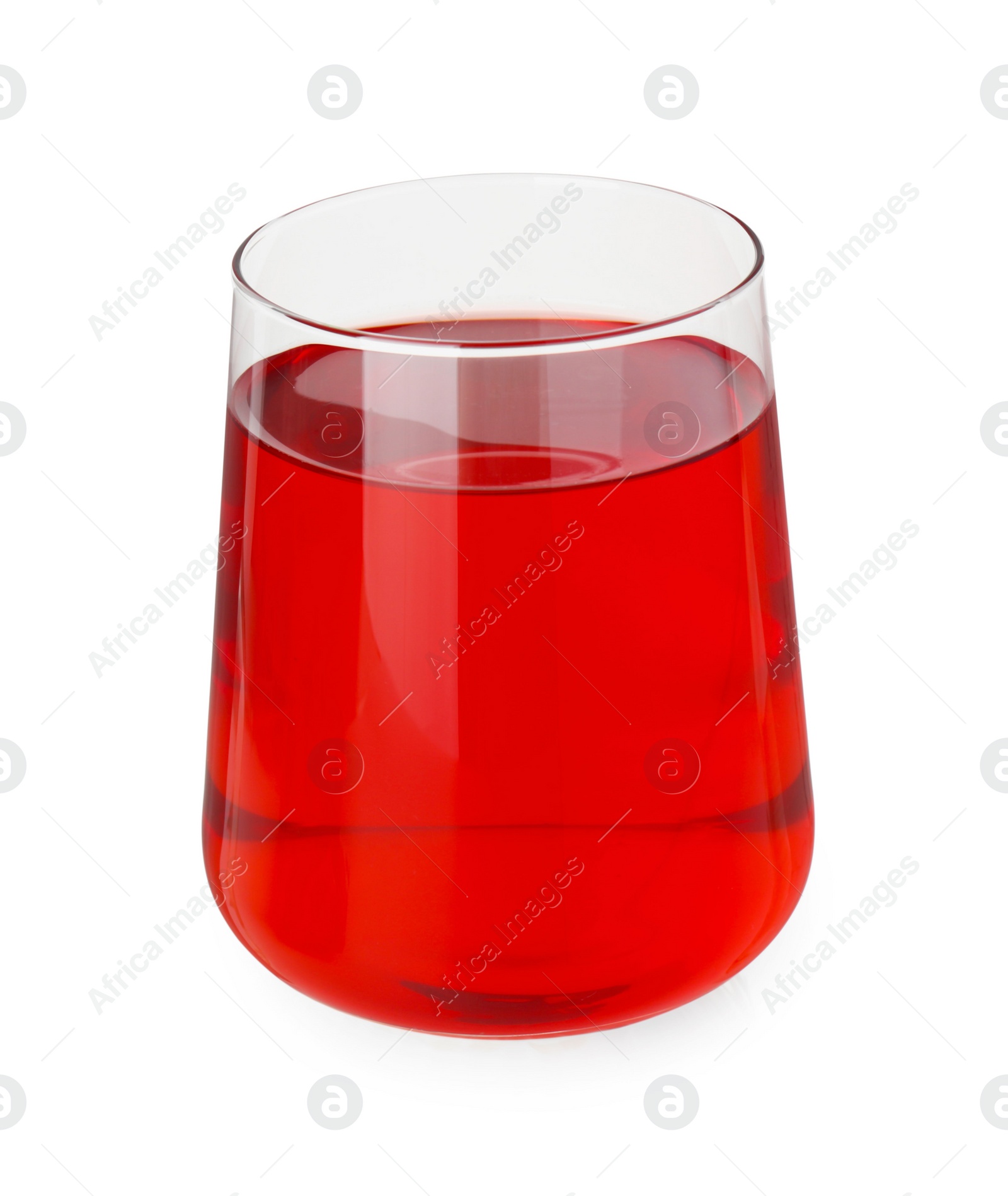 Photo of Refreshing pomegranate juice in glass isolated on white