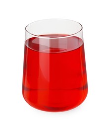 Photo of Refreshing pomegranate juice in glass isolated on white