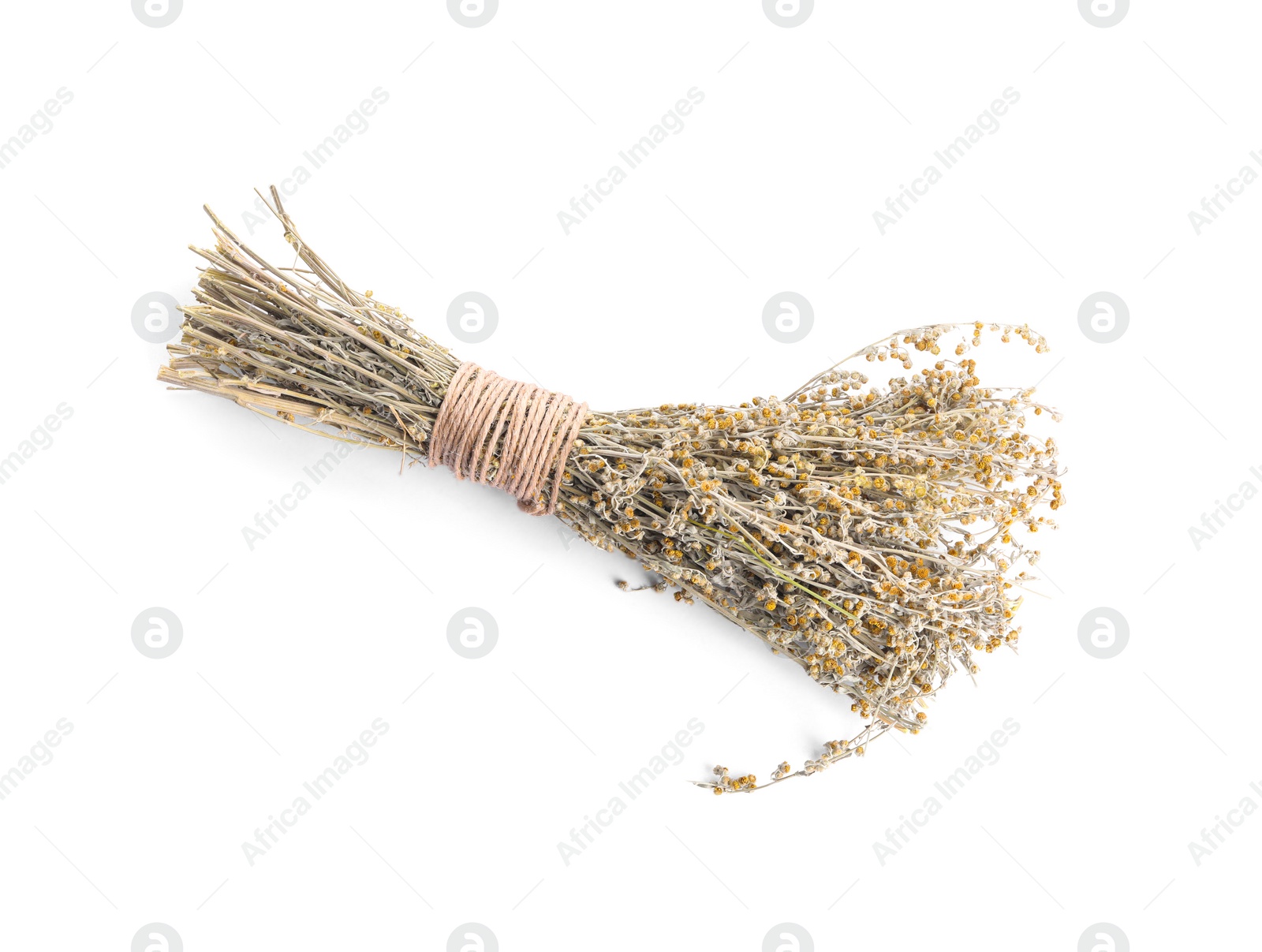 Photo of Bunch of dry wormwood isolated on white, top view