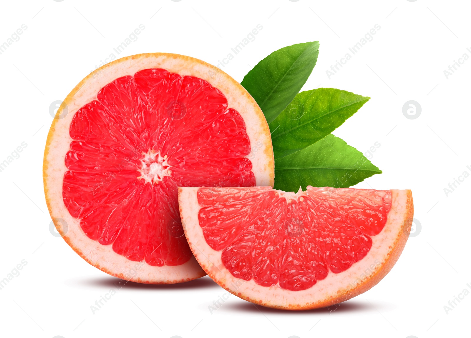 Image of Pieces of fresh ripe grapefruit isolated on white