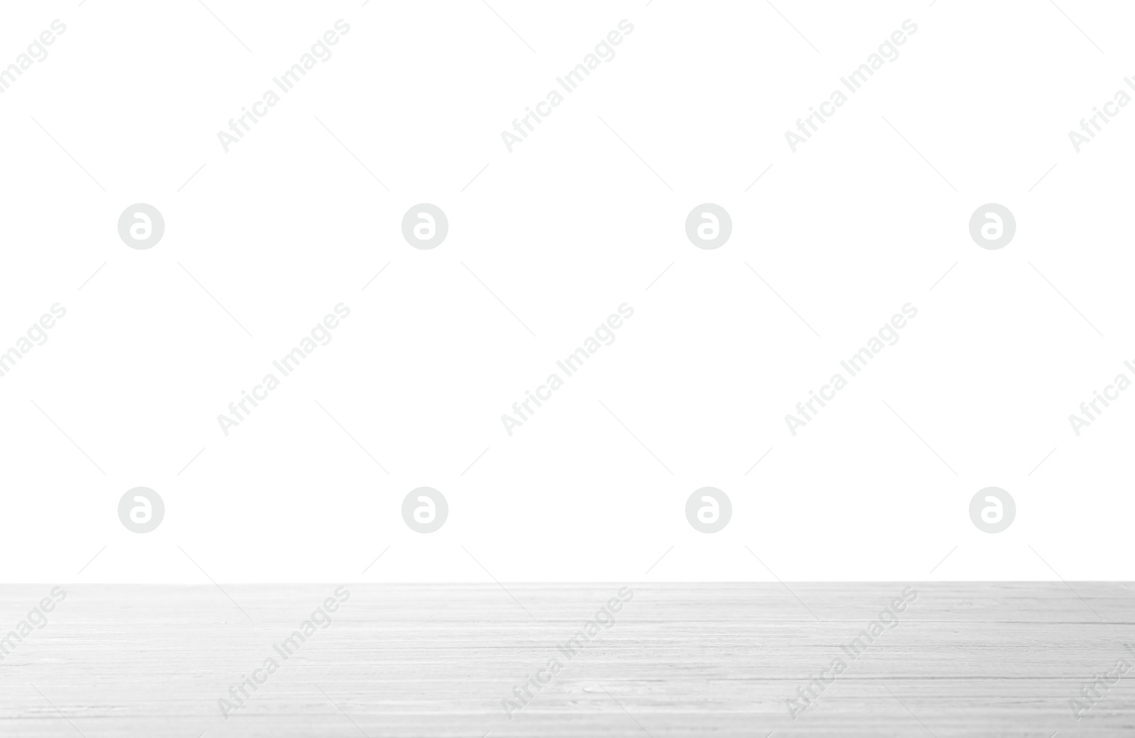 Photo of Empty wooden surface against white background. Mockup for design