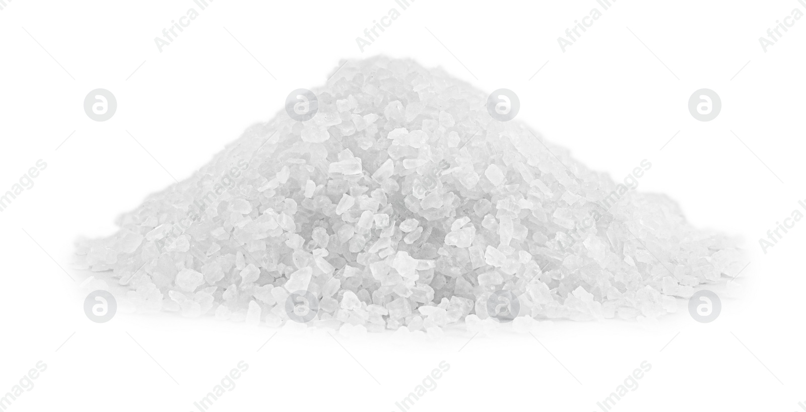 Photo of Heap of natural salt isolated on white