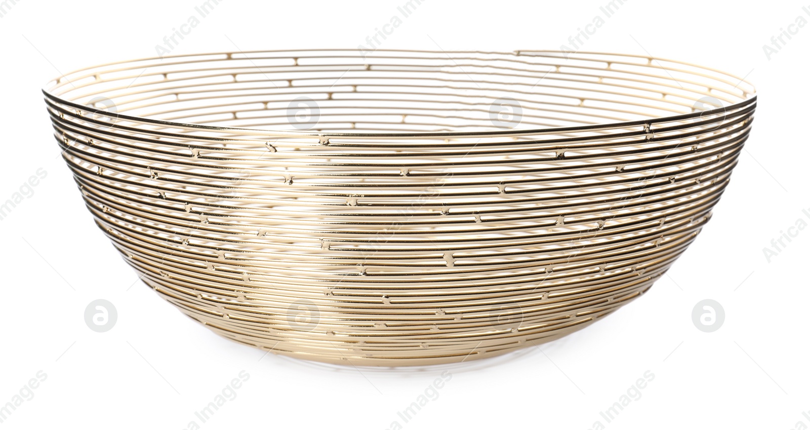 Photo of Shiny stylish metal bowl isolated on white