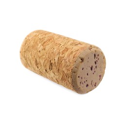 Photo of One wine cork isolated on white. Bottle cap