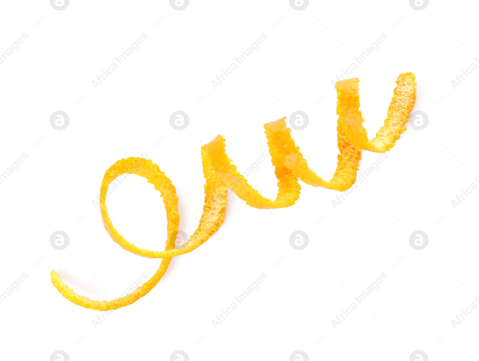 Photo of Fresh orange peel on white background, top view. Healthy fruit