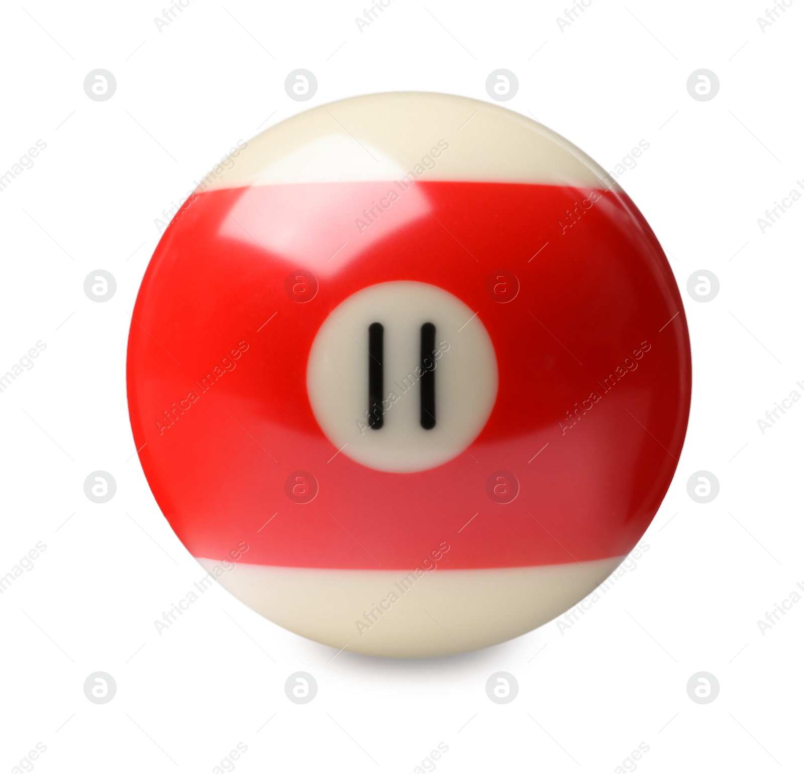 Photo of Billiard ball with number 11 isolated on white