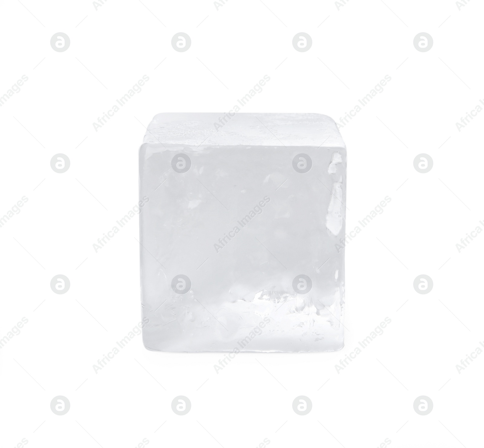 Photo of One clear ice cube isolated on white