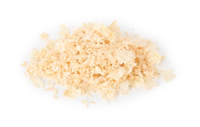 Photo of Pile of natural sawdust isolated on white