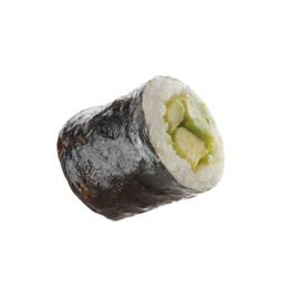 Sushi roll with avocado isolated on white