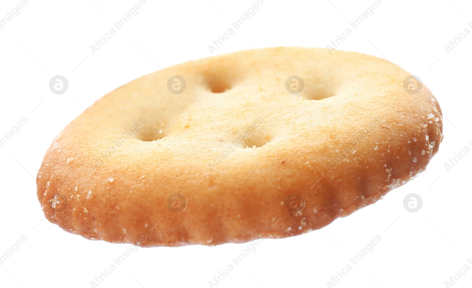 Photo of Crispy cracker isolated on white. Delicious snack