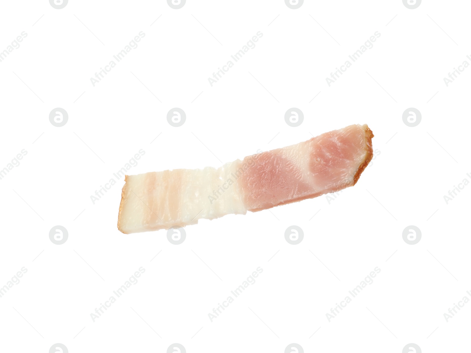 Photo of Cut fresh tasty bacon on white background