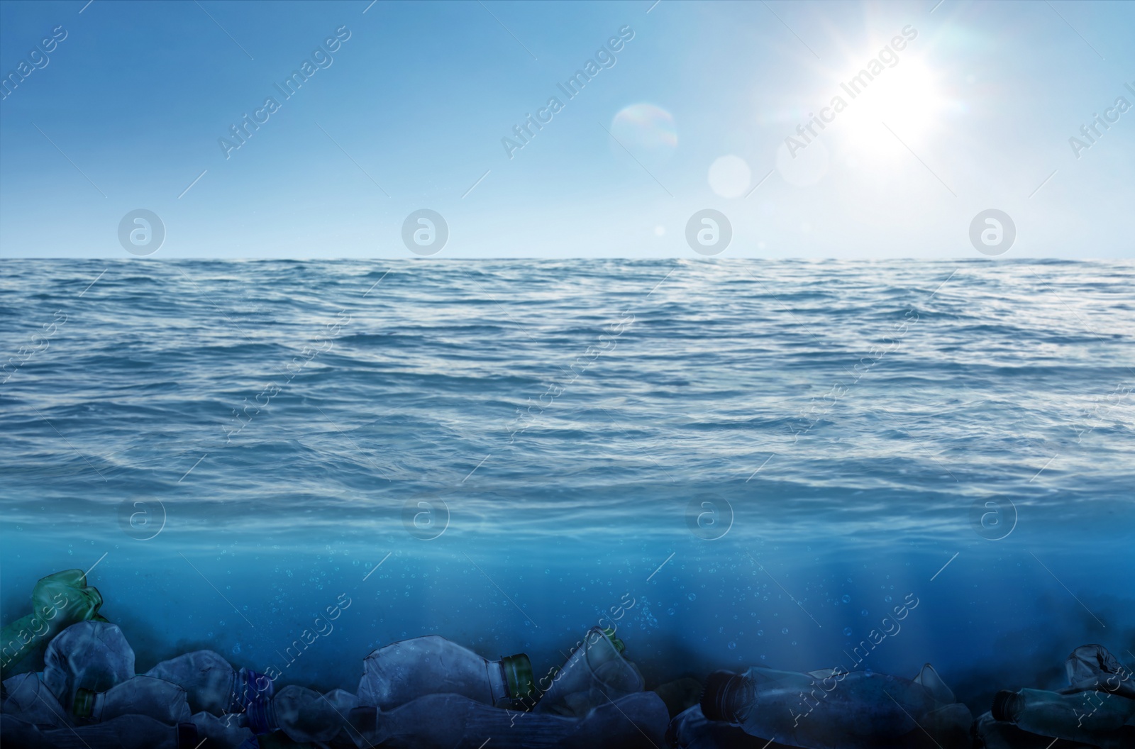 Image of Plastic garbage in ocean. Marine pollution 