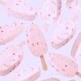 Image of Pattern with ice cream on light background