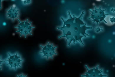 Image of Abstract illustration of virus on dark background