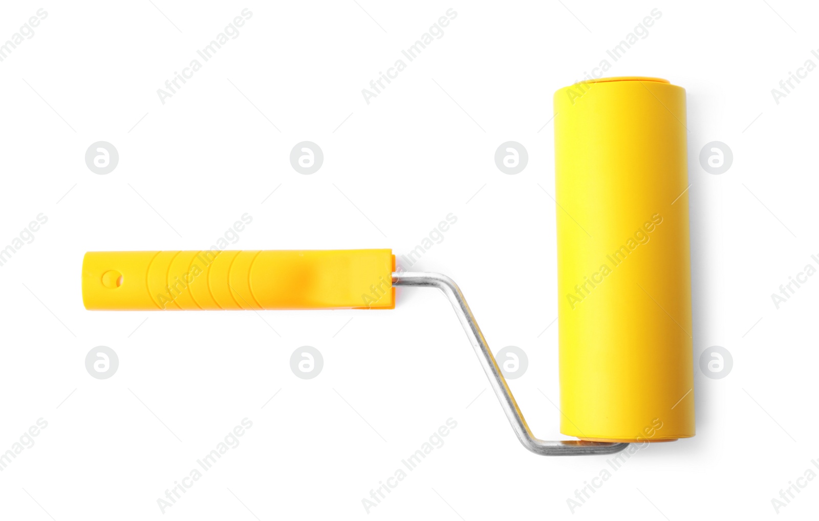 Photo of Paint roller brush on white background, top view