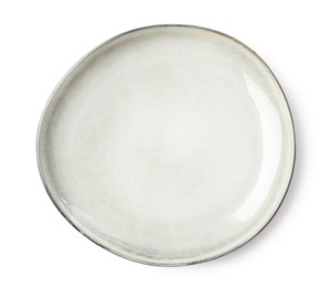Photo of Beautiful empty ceramic plate isolated on white, top view
