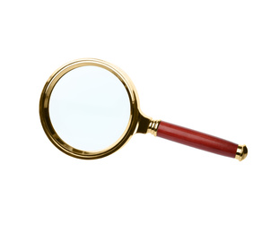 Photo of Stylish classic magnifying glass isolated on white