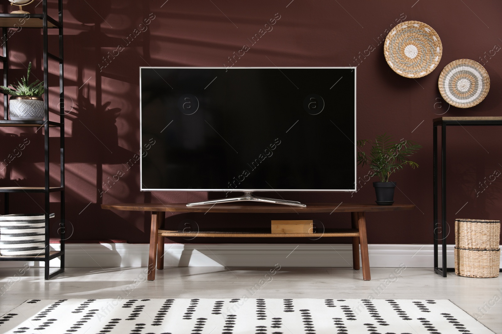 Photo of Living room interior with modern TV on stand