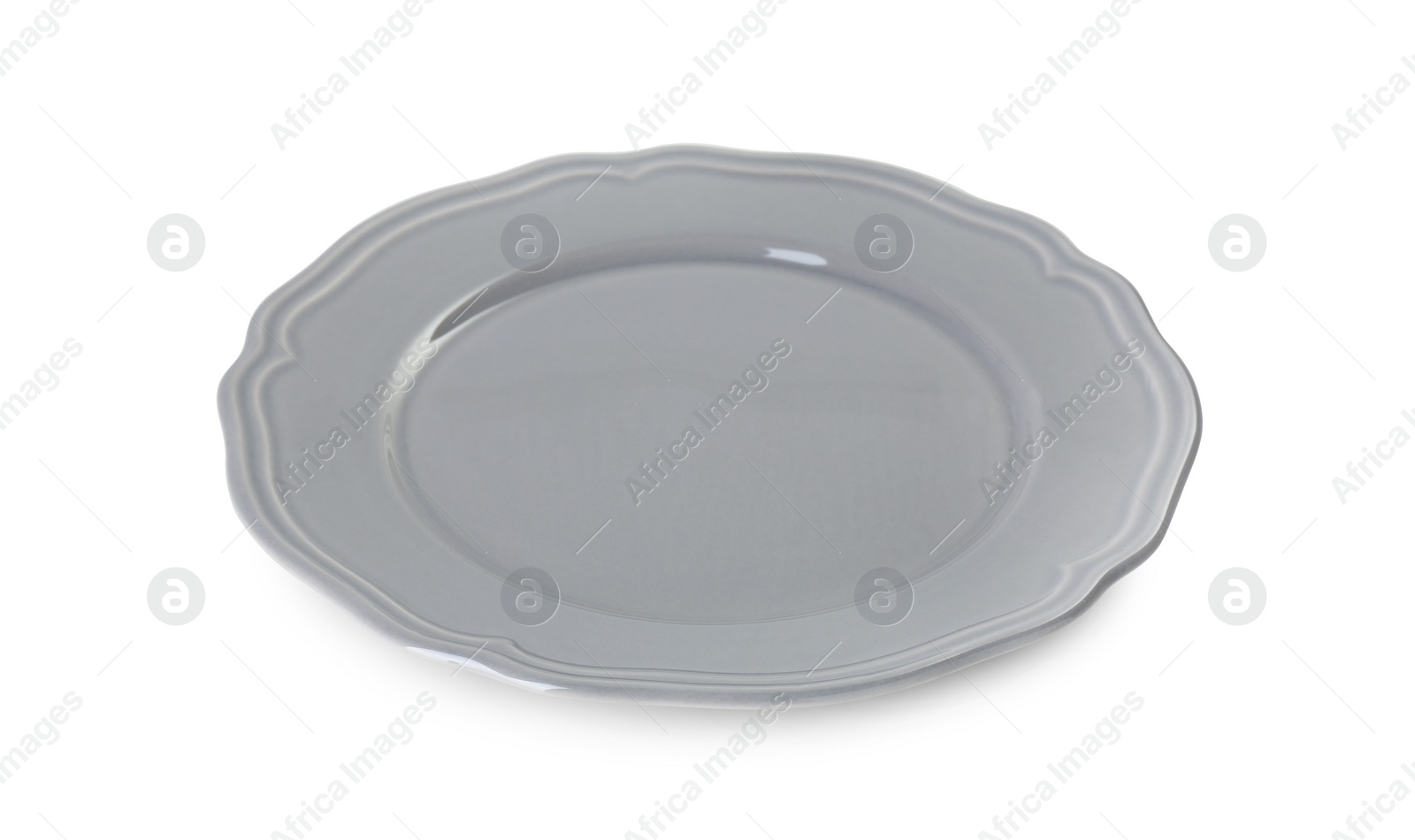Photo of One beautiful grey plate isolated on white