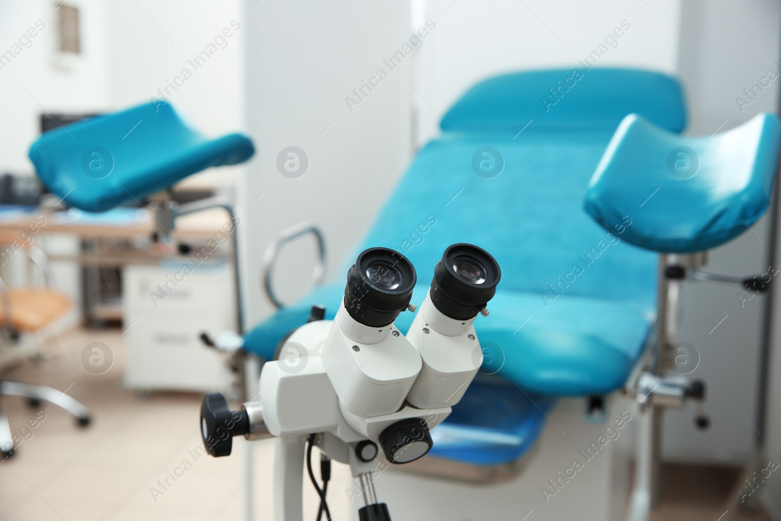 Photo of New colposcope in gynecologist office. Health checkup