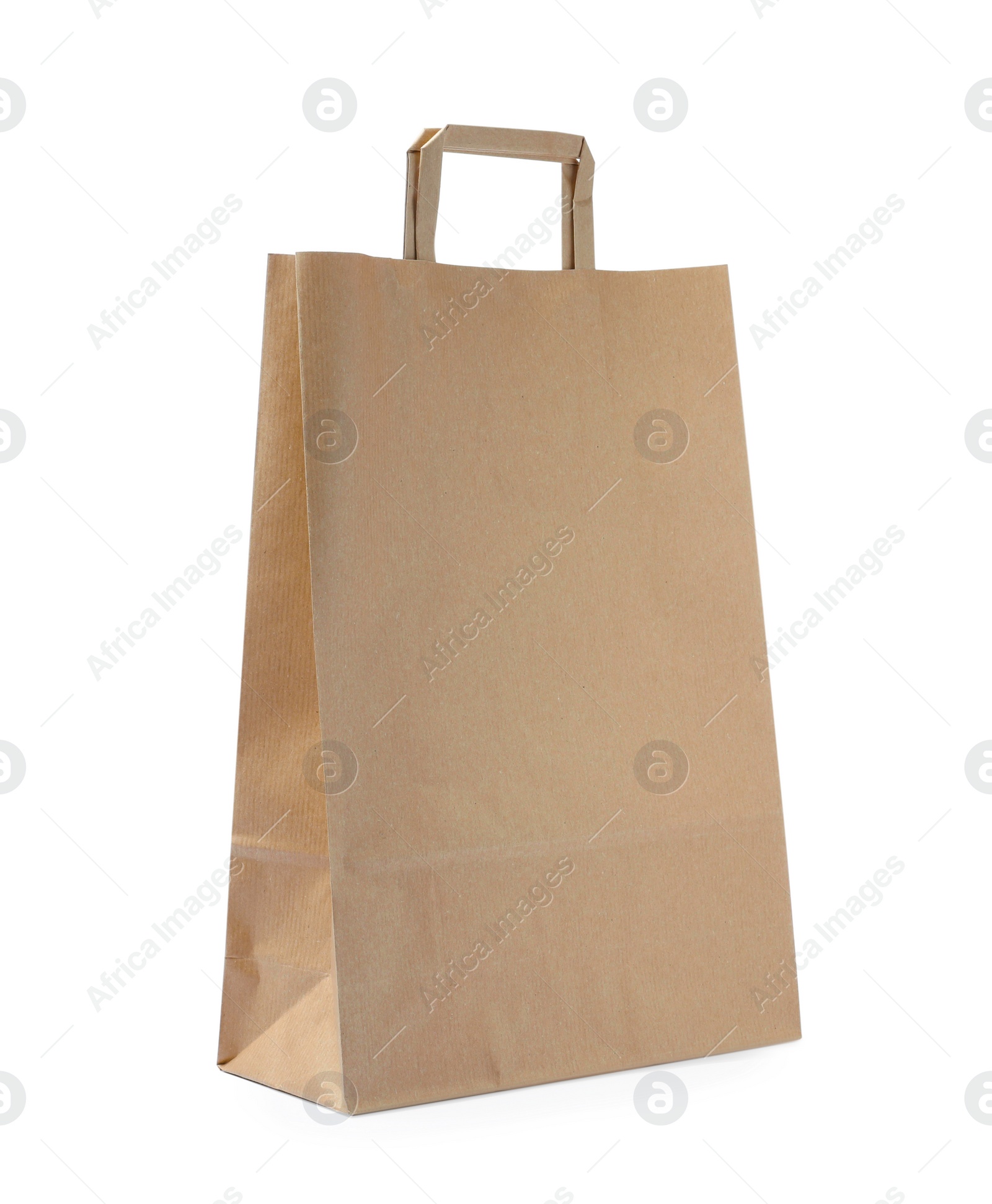 Photo of Kraft shopping paper bag isolated on white