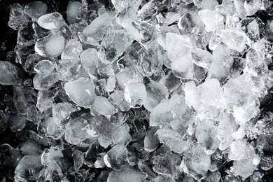 Photo of Heap of crushed ice as background, top view