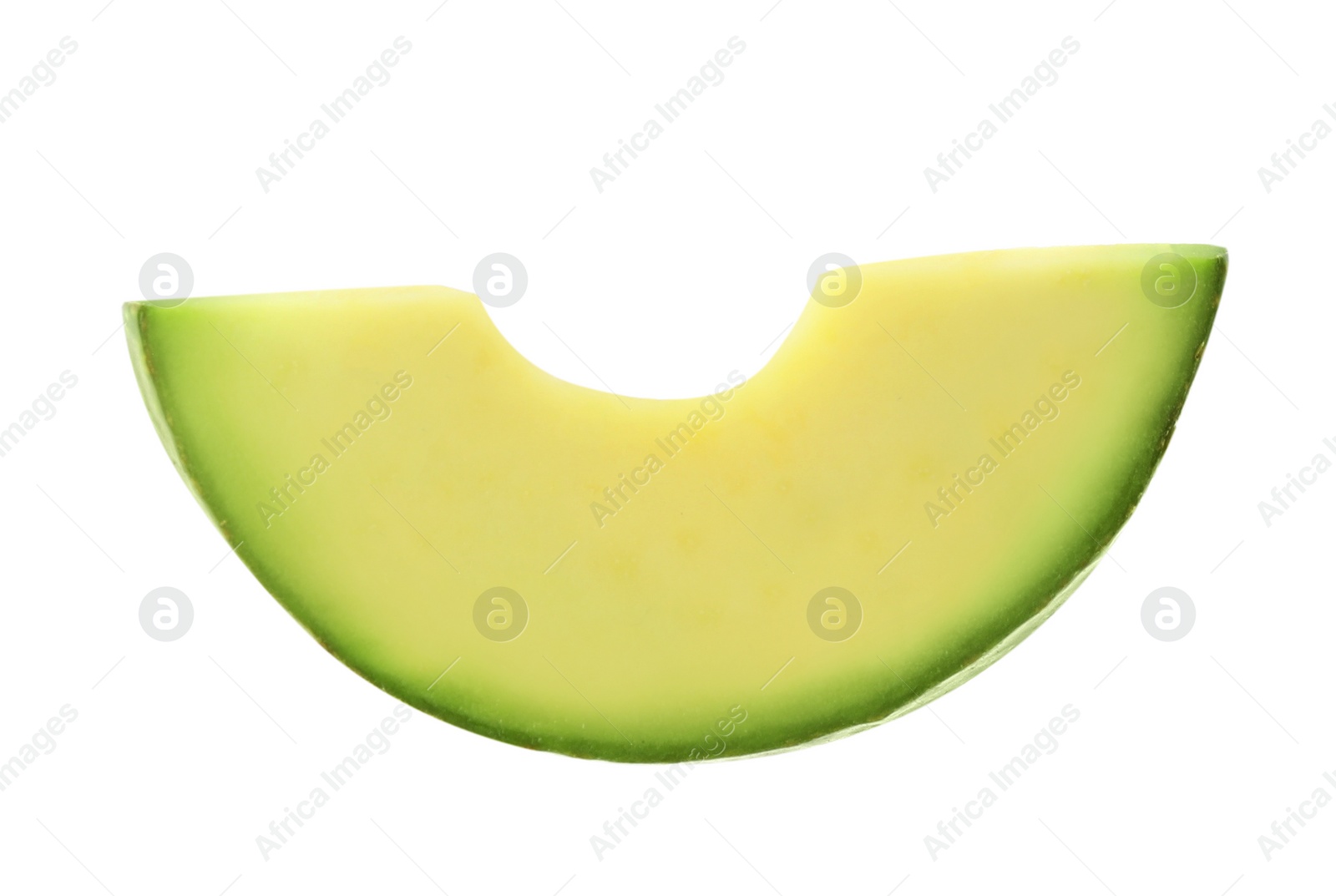 Photo of Slice of tasty ripe avocado isolated on white