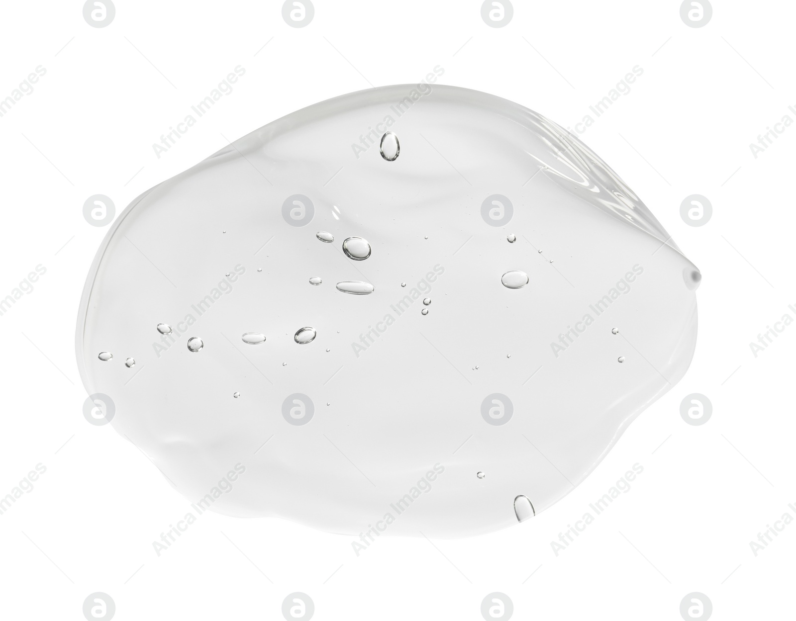 Photo of Sample of clear facial gel on white background, top view