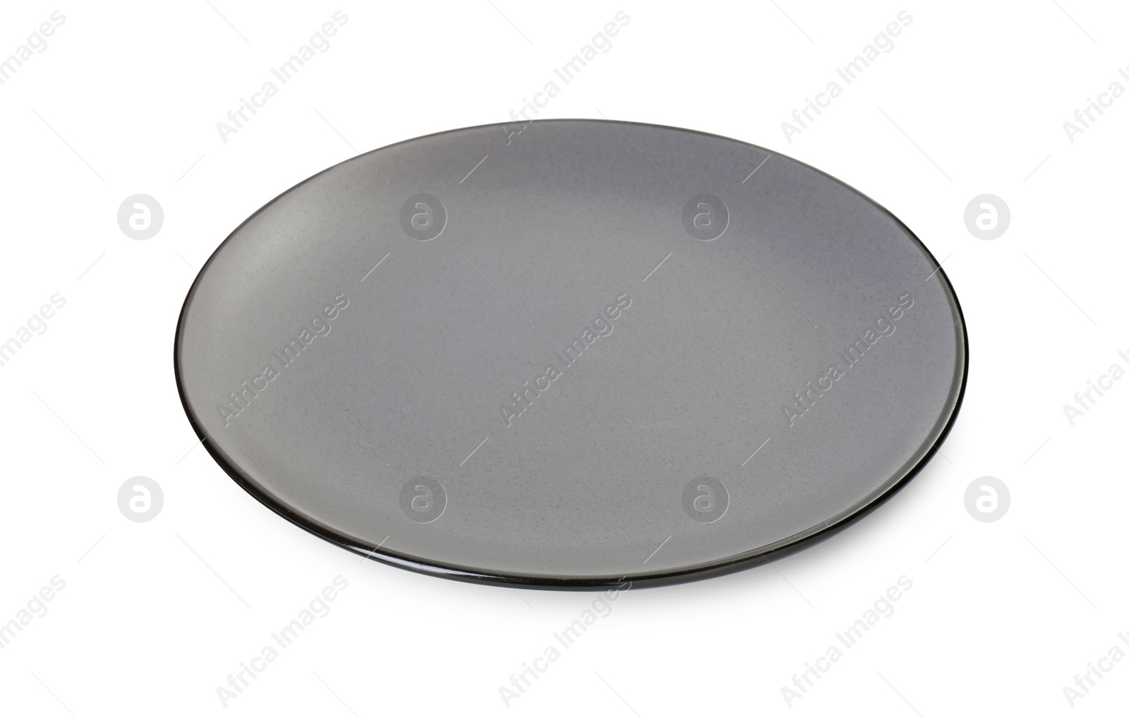 Photo of One beautiful grey plate isolated on white