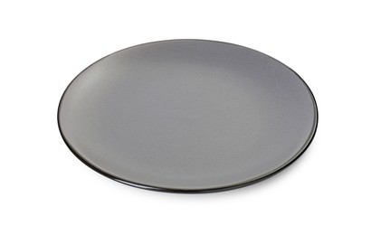 Photo of One beautiful grey plate isolated on white