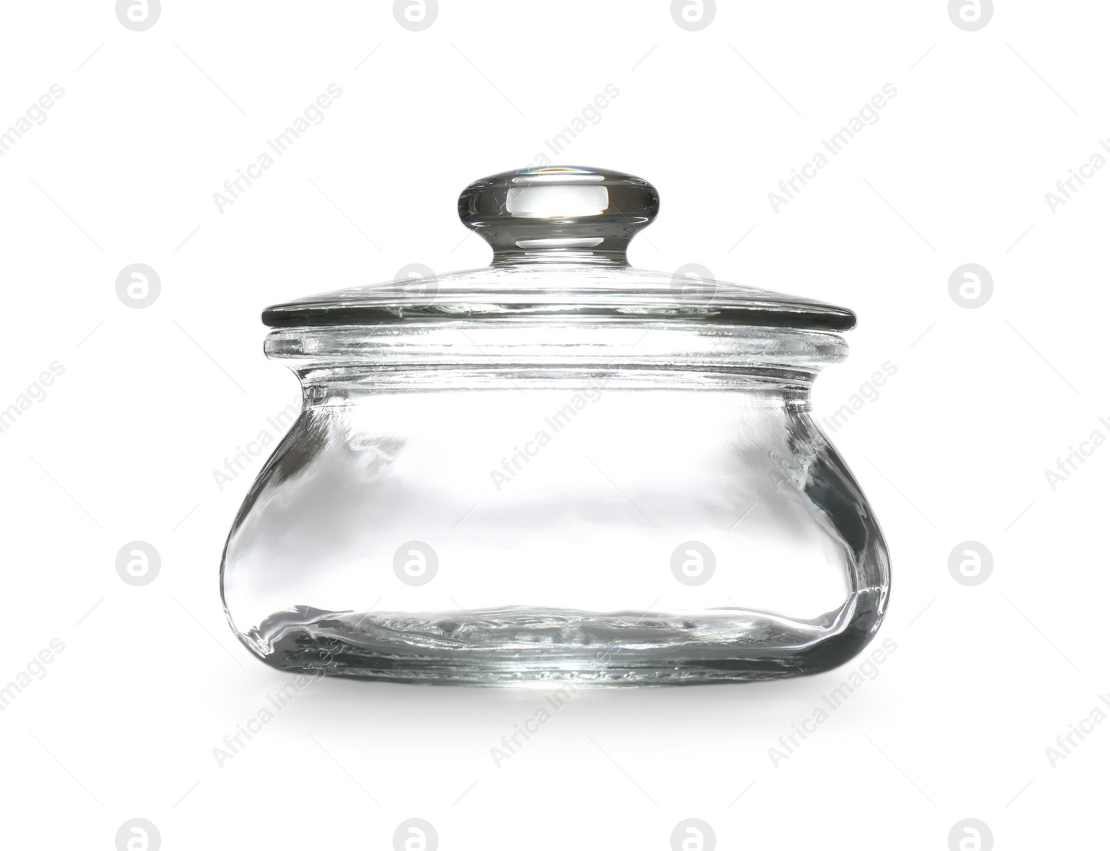 Photo of Closed empty glass jar isolated on white